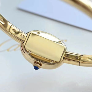 นาฬิกาควอตซ์สำหรับผู้หญิงตัวเรือนโค้งมนแบบเรียบง่ายกันน้ำสีทอง - Product Image 6