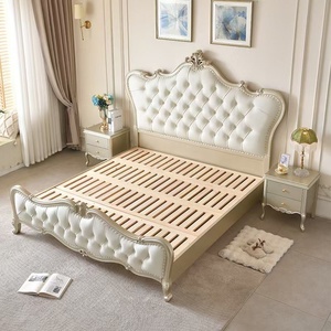 Letto Matrimoniale in Legno Massello Stile Americano 1,8m con Imbottitura Morbida in Pelle Ecologica per Camera da Letto Principale - Product Image 4