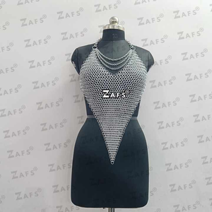 Armadura de cota de malla Medieval tradicional superior pequeña, anillo a tope de aluminio, joyería corporal para Ren Faire, festivales, capas de cadena de Halloween - Product Image 6