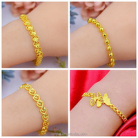 Bracelet plaqué or Dubai pour femmes, variété de modèles fins, longue durée, fleurs incolores, plaqué or