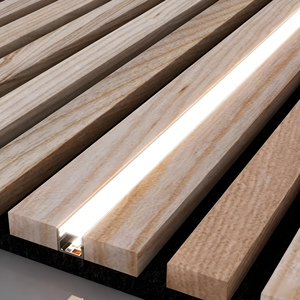 Paneles de Pared Acústicos Modernos con Luces LED, Paneles Decorativos de Listones de Madera para Oficina, Insonorizantes <span class=keywords><strong>y</strong></span> Absorbentes de Ruido para <span class=keywords><strong>Paredes</strong></span> <span class=keywords><strong>y</strong></span> <span class=keywords><strong>Techos</strong></span> Interiores - Product Image 1
