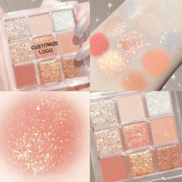 Palette de fards à paupières longue tenue, 9 couleurs, fini mat, métallisé, lumineux, waterproof, haute pigmentation, vente en gros d'usine, marque privée