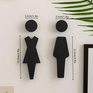 ป้ายห้องน้ำไม้ดีไซน์เรียบง่ายทันสมัยสำหรับชายหญิง ตกแต่งโรงแรม ห้องน้ำ กระจกติดผนัง งานฝีมือสำหรับตกแต่งบ้าน - Product Image 4