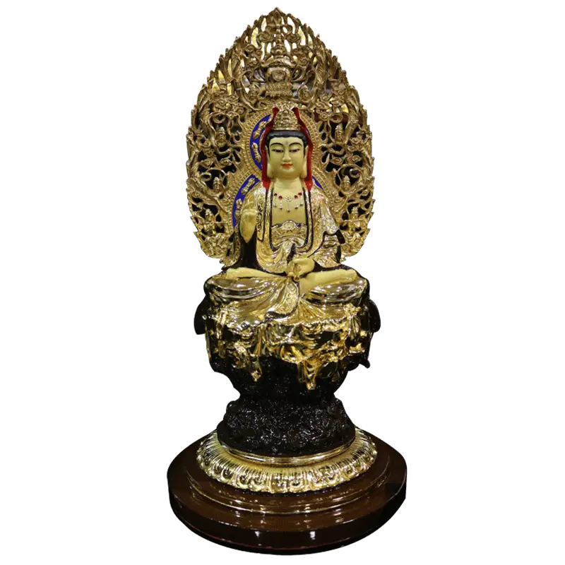 Gilt Bronze Buddha Statue, Nepal, Amitabha, Tausend-Hand Avalokiteshvara, Buddhismus, Manjushri, Bodhisattva Dekoration