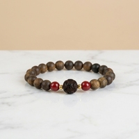 Bracelet Mala Bouddhiste Artisanal en Bois Authentique Kynam pour Femme, Style Ethnique Vintage, Idéal pour Soulager le Stress et comme Cadeau