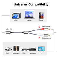 Câble audio USB C RCA Type C 2RCA Adaptateur de prise jack mâle pour moniteur Lecteur DVD Haut-parleur stéréo Cordon d'ampli Compatible iPhone 17