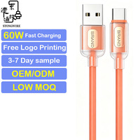 Cable de Carga Rápida Tipo-C a Tipo-C de Silicona Transparente de 60W, Resistente a Desgarros, Flexible, Anti-enredos, Cobre Puro, para Cámara IOS