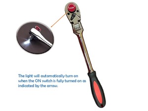Llave de Trinquete Extensible de 3/8 Pulgadas con Acabado Cromado Pulido, Mango Ergonómico e Integración LED - Product Image 5