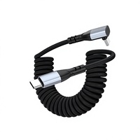 Câble de charge de voiture universel à tête coudée 240W, tressé rétractable, en alliage d'aluminium, pour téléphones et tablettes - Vente en gros usine