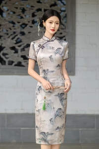 2025 superventas estilo Vintage <span class=keywords><strong>tradicional</strong></span> chino <span class=keywords><strong>Qipao</strong></span> vestido de <span class=keywords><strong>mujer</strong></span> estampado clásico chino antiguo Hada Cheongsam - Product Image 3