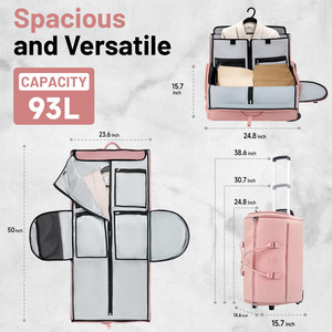Wheeled <b>Travel</b> <b>Garment</b> <b>Bag</b> with Spacious 93L Capacity Waterproof Fabric and Multi-Pocket Design for Organized <b>Travel</b> - Product Image 2