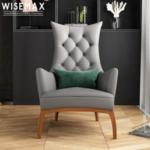WISEMAX FURNITURE Mid Century Lounge Chaise Tigre à dossier haut Salon moderne <span class=keywords><strong>Fauteuil</strong></span> inclinable en <span class=keywords><strong>cuir</strong></span> <span class=keywords><strong>Chesterfield</strong></span> - Product Image 2