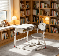 Bureaux et chaises d'école modernes réglables de type C avec structure métallique et plateau en bois pour la maison, le bureau, la chambre et l'appartement