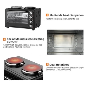 <span class=keywords><strong>Four</strong></span> <span class=keywords><strong>Électrique</strong></span> de Cuisine de 28L avec 2/3 Plaques Chauffantes, <span class=keywords><strong>Four</strong></span> <span class=keywords><strong>Électrique</strong></span> avec Rôtissoire et Gril pour Usage Domestique - Product Image 4
