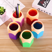 Porte-crayons en plastique coloré de grande capacité, porte-stylos, papeterie de bureau, porte-stylos en plastique pour bureau