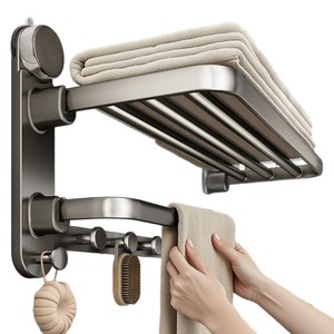 Suction Cup Towel Rack 30kg Load Capacity Organizer Shelf Bathroom Storage Minimalist Design Wall Mount No Drill Installation - Product Image 5