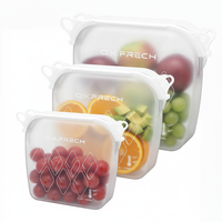 Sacs alimentaires en silicone magnétiques réutilisables et écologiques pour congélateur, conformes LFGB, pour collations