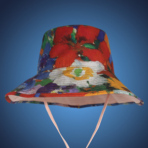 Peinture à l'huile fleur toile large bord pêcheur casquette imprimé Logo personnalisé chaîne seau <span class=keywords><strong>chapeau</strong></span> pour hommes femmes voyage randonnée plage - Product Image 1