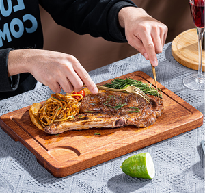<span class=keywords><strong>Assiette</strong></span> à steak artisanale en bois de noyer noir durable, plateau de service rectangulaire en bois massif, logo personnalisé, qualité hôtelière - Product Image 1