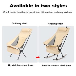 Portable Lightweight Camp High-back Moon <b>Chair</b> Camping Folding Recliner <b>Rocking</b> <b>Chair</b> With 2 Detachable Curved Bracket - Product Image 3