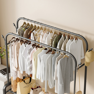 Rolling Metal Clothing Rack 4 Hooks Double Rod Storage <strong>Shelves</strong> Modern Multifunction Design <strong>150cm</strong> for Shoes Bedroom/Living Room - Product Image 3