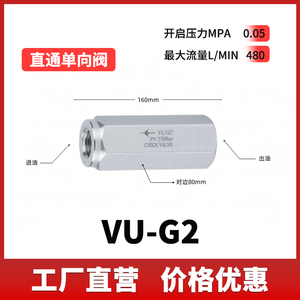 Válvula de Retención Hidráulica Tipo VU G14 G12 G38 G34 Roscada de Una Sola Dirección - Product Image 1