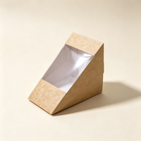 Boîte à sandwich jetable de qualité alimentaire avec logo personnalisé, boîte à bolas de riz en papier kraft avec fenêtre transparente