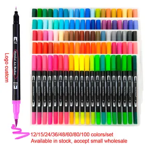gift advertising Dual Tips 100 Colors Marker marker sets Watercolor Paint brush Sketch Art Pen For School