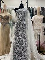 Tissu en dentelle française de luxe, broderie florale 3D, motif guipure pour robe de mariée, couture