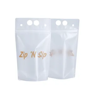 Custom Printed Reusable Zip lock Drink Pouch With Straw Drinking For 350 ML 500 ML 1 L / Juice/ Beverage Plastic Packaging Bags