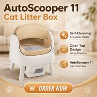 Litière automatique pour chat AS11, structure compacte et peu encombrante, nettoyage silencieux, entrée sécurisée anti-pincement.