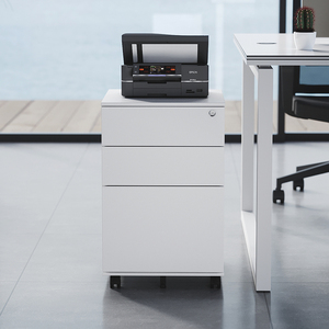 Thép di động bệ Tủ hồ sơ văn phòng dưới bàn trượt ngăn kéo lưu trữ tủ khóa Khóa Trắng 3 ngăn kéo bên mở cửa - Product Image 2