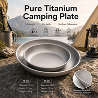 Assiette de camping GR1 en titane pur 15-19cm ultralégère portable pour pique-nique en plein air, randonnée, OEM personnalisé
