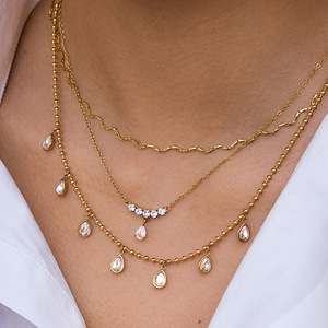 Collier pendentif minimaliste en forme de goutte d'eau en zircon, plaqué or 18 carats PVD, sans ternissement, en acier inoxydable 316L, <span class=keywords><strong>bijoux</strong></span> personnalisés ERESI New Ins - Product Image 1