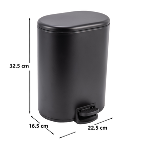 Poubelle ovale gain de place en acier thermolaqué avec un seul seau intérieur en PP pour salles de bain ou placards minimalistes - Product Image 4