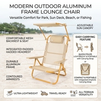Chaise longue pliante d'extérieur pour terrasse et parc, chaise de plage moderne et légère avec auvent