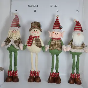 圣诞节可折叠毛绒娃娃填充圣诞老人娃娃毛绒雪人圣诞 gnome 娃娃与可调节的手和腿