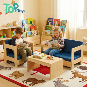 โซฟาไม้สำหรับเด็กเล็กแบบมอนเตสซอรี่ ชุดเก้าอี้โซฟาเด็กสมัยใหม่สำหรับมุมอ่านหนังสือ สถานรับเลี้ยงเด็ก โรงเรียนอนุบาล ห้องเล่น - Product Image 1