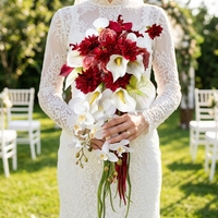Bouquet de mariage et de remise de diplôme en soie, roses haute simulation, style cascade moderne, pour photographie et décoration intérieure