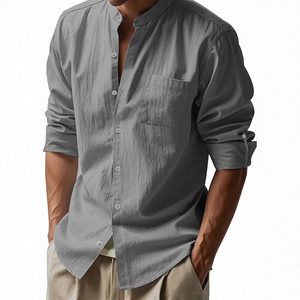 <span class=keywords><strong>เสื้อ</strong></span>เชิ้ตสไตล์<span class=keywords><strong>จีน</strong></span>สำหรับผู้ชาย แขนยาว <span class=keywords><strong>คอ</strong></span>ตั้ง แต่งลูกปัด <span class=keywords><strong>สี</strong></span>พื้น ใส่ได้ทั้งฤดูใบไม้ผลิ/ฤดูใบไม้ร่วง ระบายอากาศได้ดี มีกระเป๋า ไม่ต้องรีด - Product Image 1