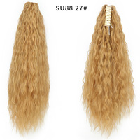 Petite perruque queue de cheval à pince, style French Curl et Jerry Curl, volumineuse et duveteuse, transparente, fabriquée à la machine en fibre haute température