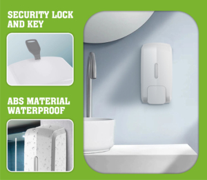 Distributeur de désinfectant mural manuel FANDA en plastique blanc écologique, capacité de 1000 ml, pour usage en bureau et immeuble - Product Image 2