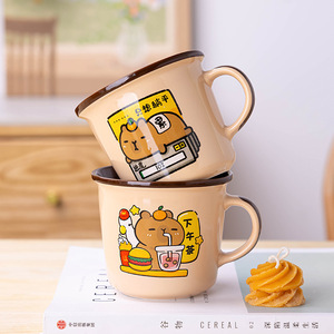 แก้วเซรามิคลายคาปิบาร่า 340 มล. แก้วน้ำขนาดใหญ่สำหรับอาหารเช้า ใช้ในบ้านและเป็นของขวัญ - Product Image 4