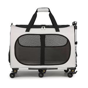 Boîte de <span class=keywords><strong>transport</strong></span> portable pour <span class=keywords><strong>chien</strong></span> et chat, pliable, respirante, surface douce, modèle de voyage, valise à roulettes en Oxford imprimé - Product Image 3