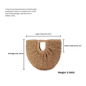 Nuova <span class=keywords><strong>Borsa</strong></span> <span class=keywords><strong>a</strong></span> Mano da Donna 2024 in Stile Francese Retrò Bohémien, Tessuta <span class=keywords><strong>a</strong></span> Mano con Chiusura <span class=keywords><strong>a</strong></span> Cerniera e Forma <span class=keywords><strong>a</strong></span> <span class=keywords><strong>Luna</strong></span> - Product Image 5