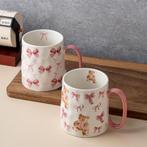 Saint Valentin ours arc tasses <span class=keywords><strong>en</strong></span> céramique tasses à café <span class=keywords><strong>en</strong></span> porcelaine rose cadeau romantique verres pour couples - Product Image 1