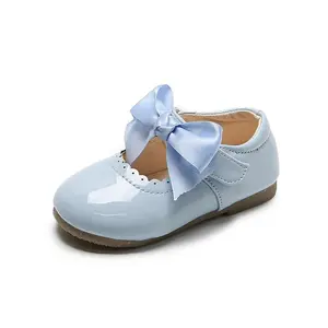 Taufe Soft-Sole Baby Mary Jane Patent Bogen Baby Flats Kleinkind Mädchen Dressy Schuhe