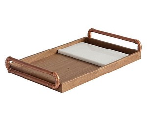 Plateau de service en bois d'acacia écologique de style vintage moderne avec un design luxueux pour la maison, l'hôtel et la cuisine - Product Image 4