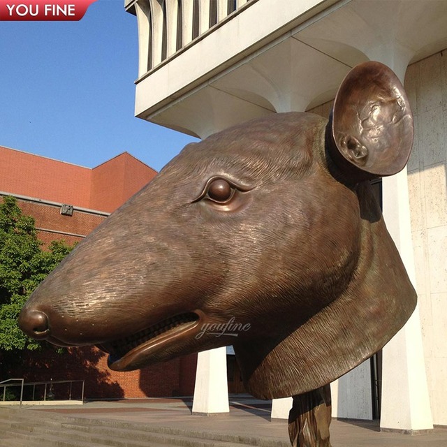 Superb Casting Large Brass Chinese Traditional Zodiac Mouse Statue Bronze Rat Head Sculpture