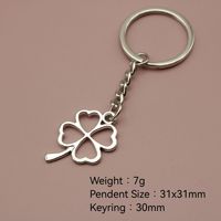 Dört Yapraklı Yonca Anahtarlık, 31x30mm, Cilalı Metal Minimalist Hediyelik Eşya, Altın ve Gümüş